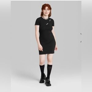 Wild Fable Short Sleeve Cut Out Detail Knit Bodycon Dress - Black